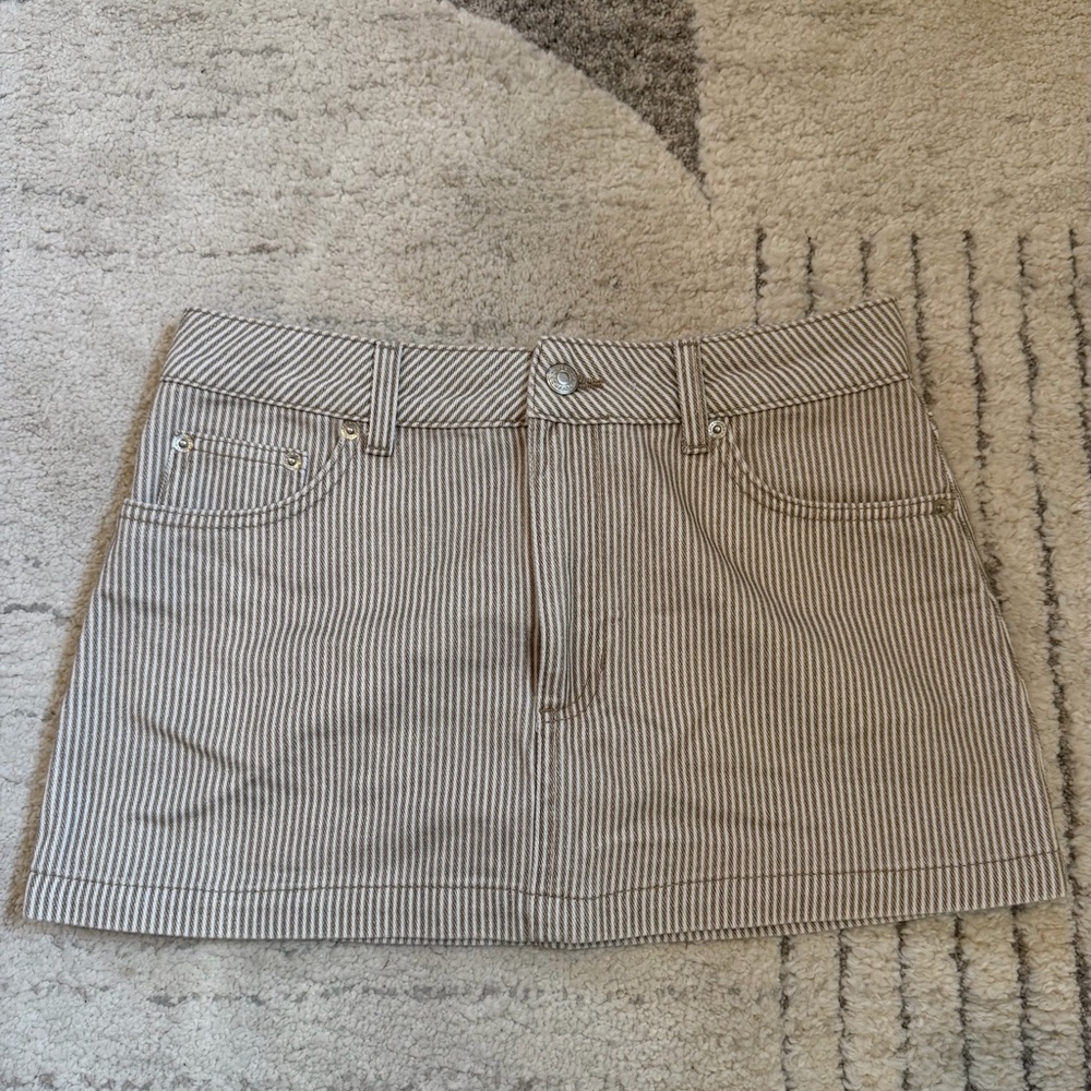Never Worn Topshop Beige Stripe Mini Skirt